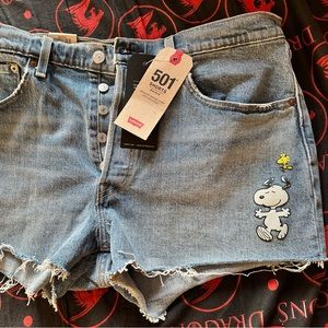 Levis x Peanuts collab 501 shorts